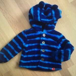 Striped Blue Fuzzy Hoodie for Kids